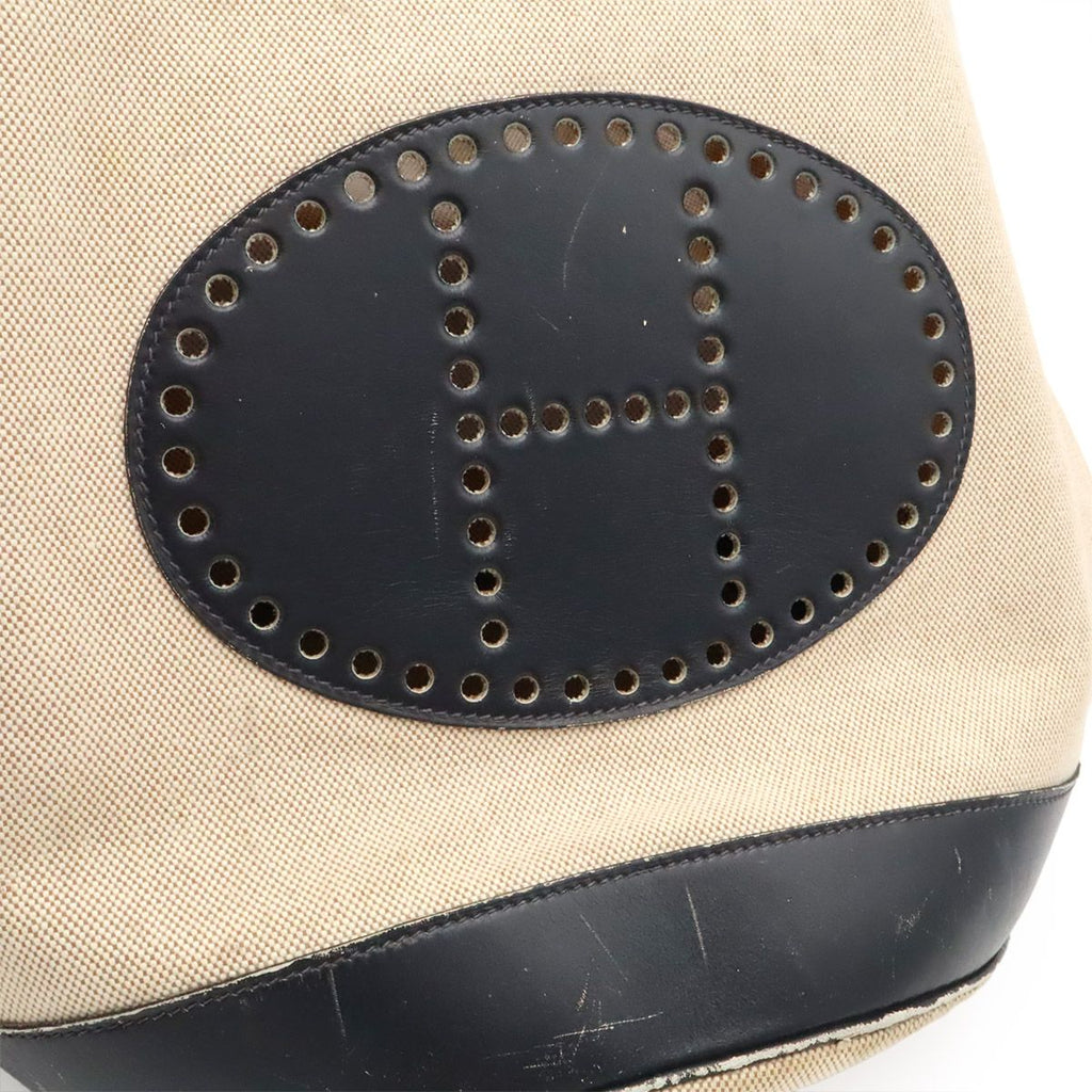 Hermes Lunch Logo Perforated Shoulder Bag Drawstring Toilette Ash Box Calf — view 9