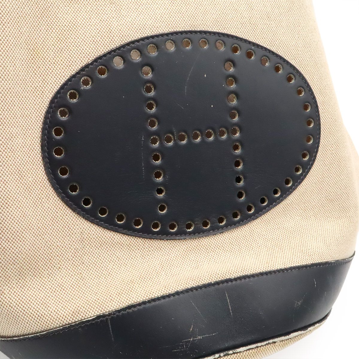 Hermes Lunch Logo Perforated Shoulder Bag Drawstring Toilette Ash Box Calf — view 9