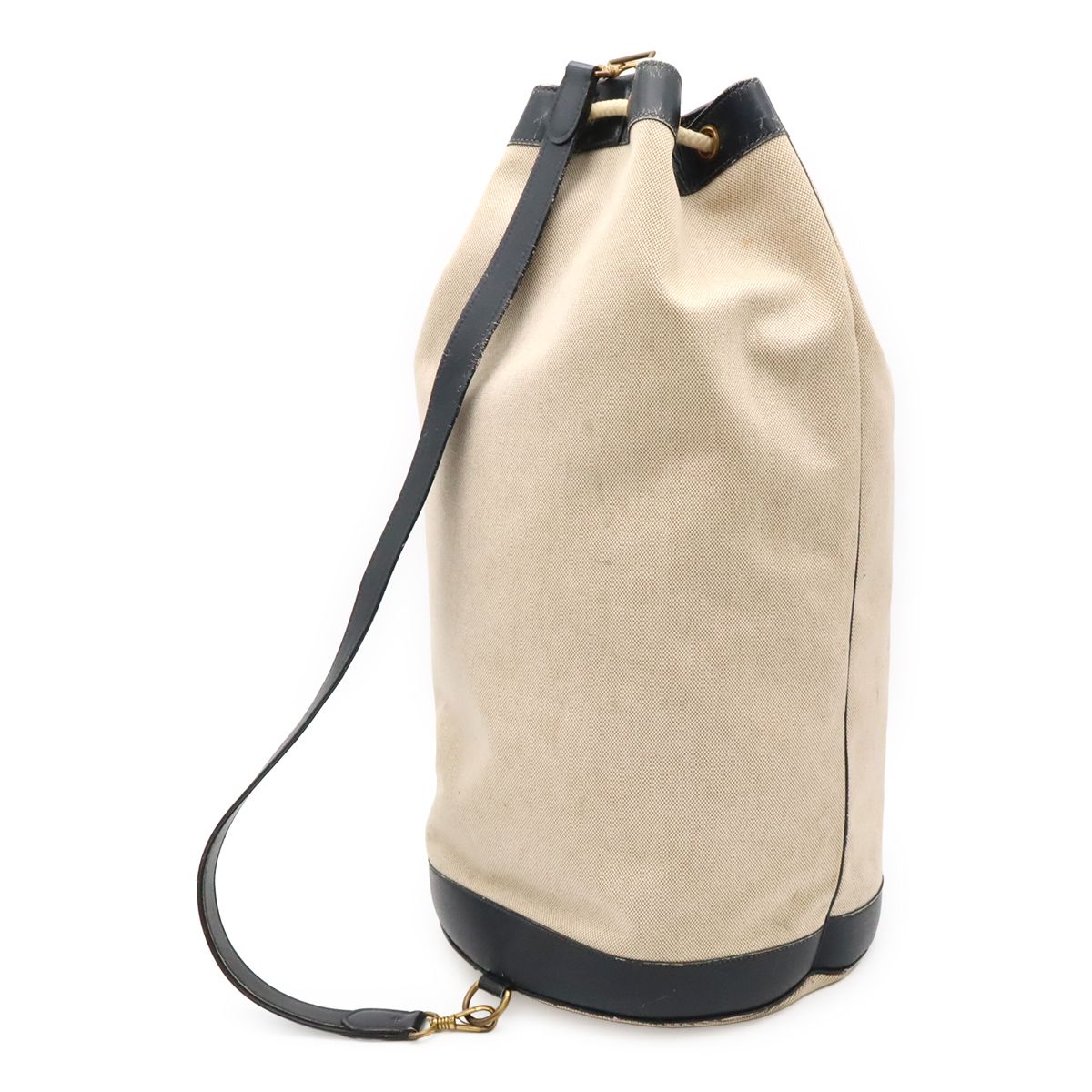 Hermes Lunch Logo Perforated Shoulder Bag Drawstring Toilette Ash Box Calf — view 2
