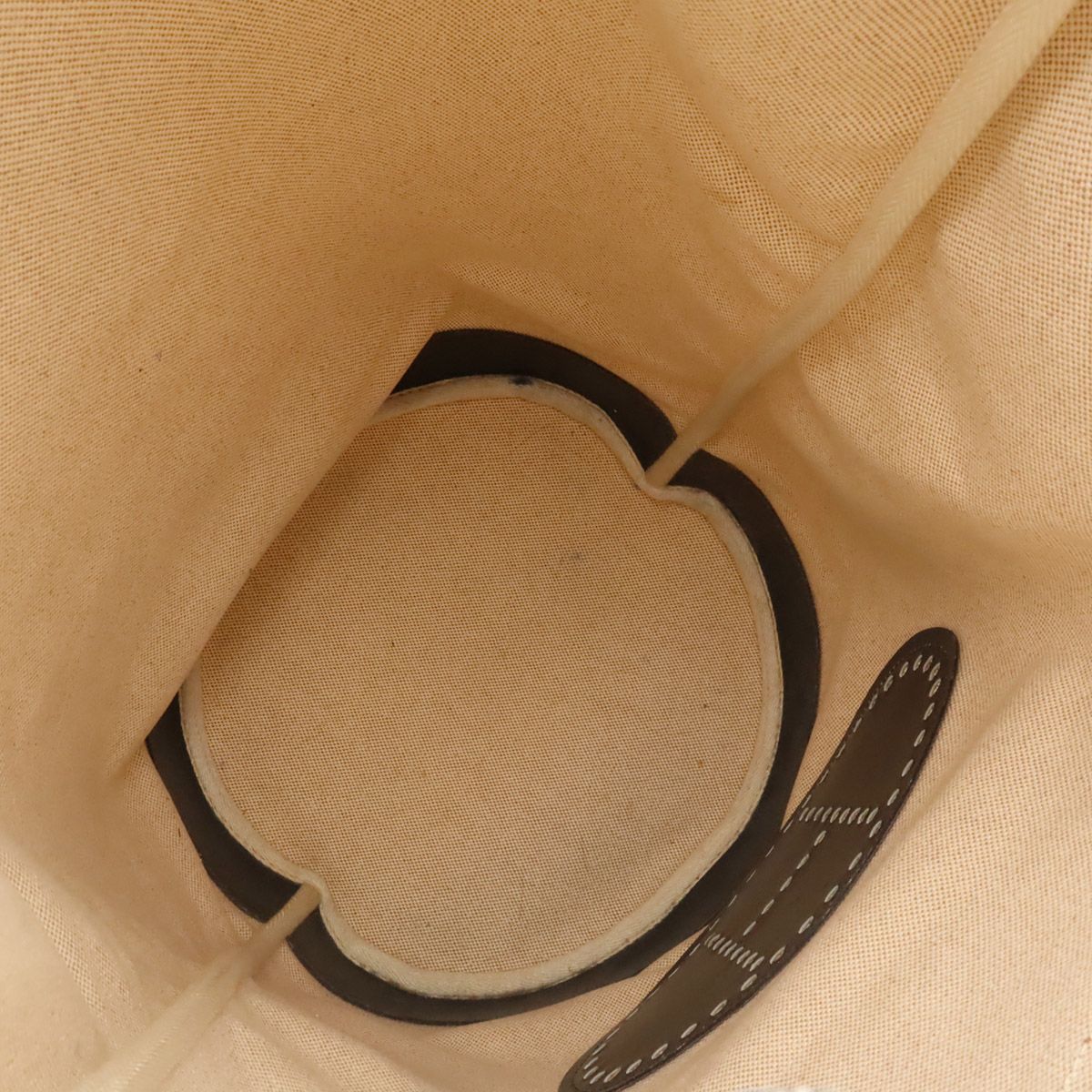 Hermes Lunch Logo Perforated Shoulder Bag Drawstring Toilette Ash Box Calf — view 6