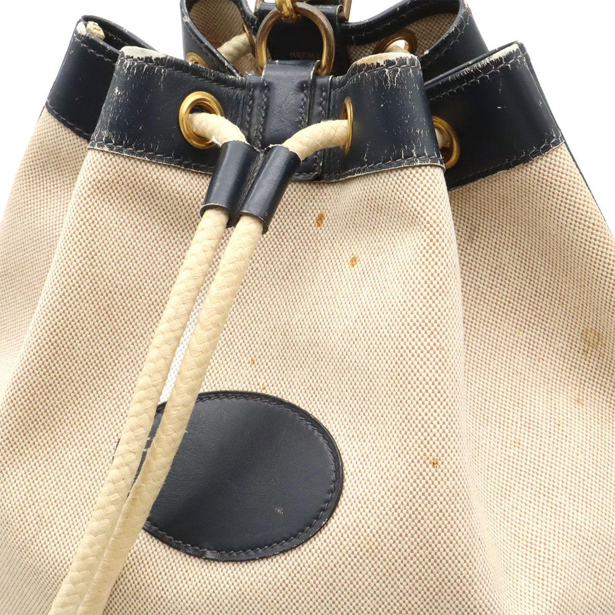 Hermes Lunch Logo Perforated Shoulder Bag Drawstring Toilette Ash Box Calf — view 7