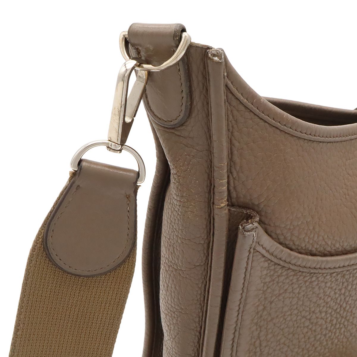 Hermes Evelyne 3 III GM Shoulder Bag Crossbody Togo Leather Etoupe Gray Silver — view 4