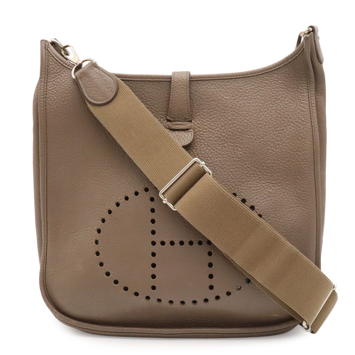 Hermes Evelyne 3 III GM Shoulder Bag Crossbody Togo Leather Etoupe Gray Silver