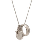 Louis Vuitton Ring Necklace Monogram Pendant Logo Charm Silver