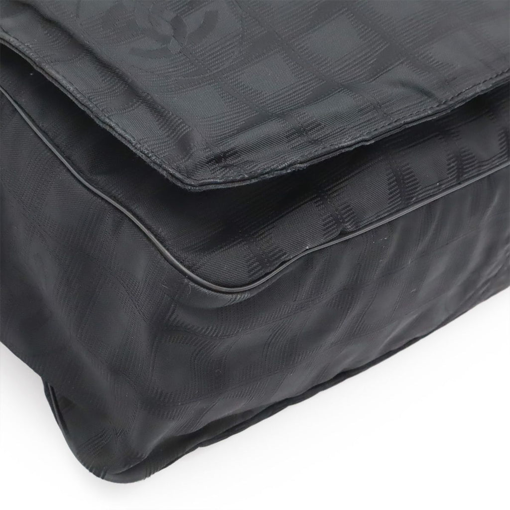 Chanel New Travel Line Messenger Bag Crossbody Nylon Jacquard Black Gold — view 3