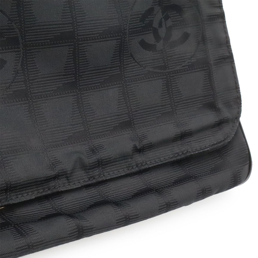 Chanel New Travel Line Messenger Bag Crossbody Nylon Jacquard Black Gold — view 8