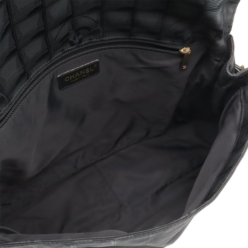 Chanel New Travel Line Messenger Bag Crossbody Nylon Jacquard Black Gold — view 6