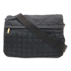 Chanel New Travel Line Messenger Bag Crossbody Nylon Jacquard Black Gold