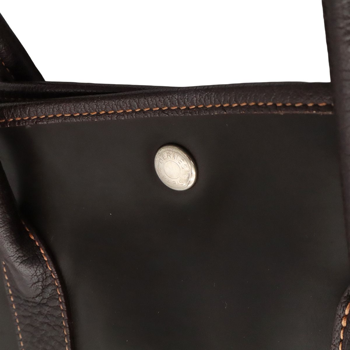 Hermes Garden Party PM Tote Amazonia Leather Khaki Brown Silver — view 7