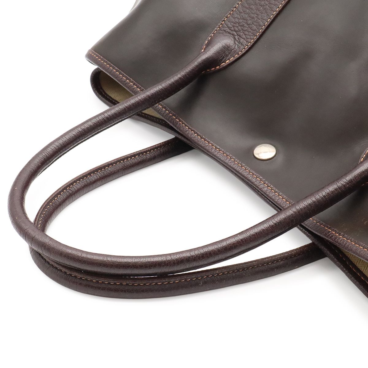 Hermes Garden Party PM Tote Amazonia Leather Khaki Brown Silver — view 4
