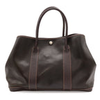 Hermes Garden Party PM Tote Amazonia Leather Khaki Brown Silver
