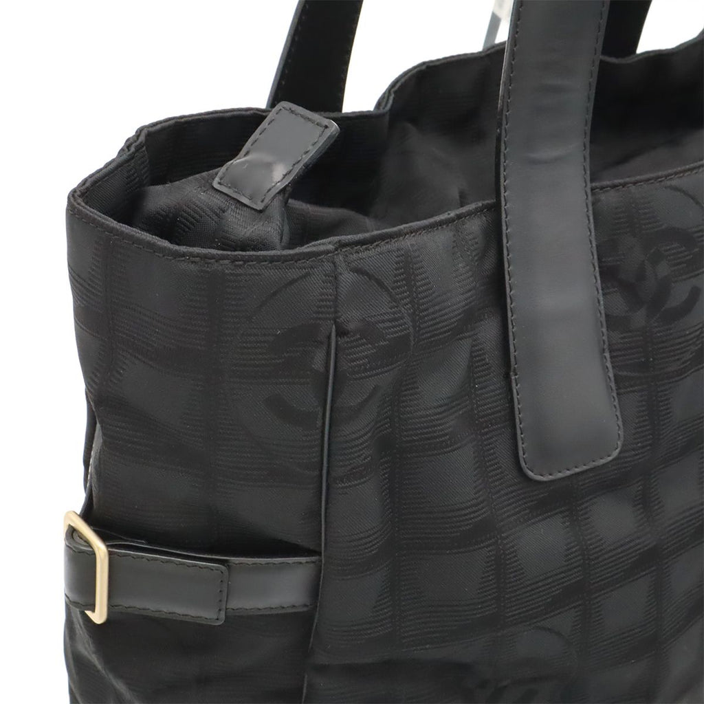 Chanel New Travel Line Tote GM Shoulder Bag Nylon Jacquard Leather Black — view 4