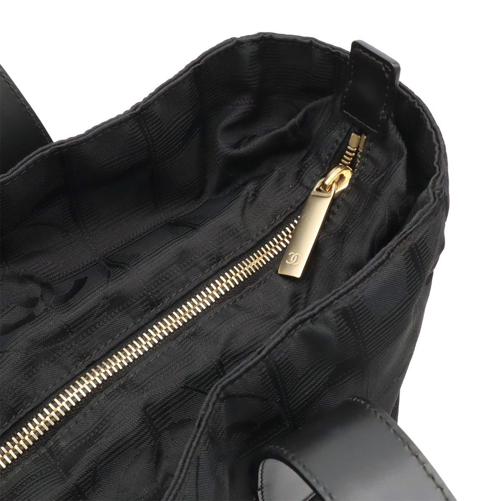 Chanel New Travel Line Tote GM Shoulder Bag Nylon Jacquard Leather Black — view 6