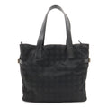 Chanel New Travel Line Tote GM Shoulder Bag Nylon Jacquard Leather Black