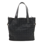 Chanel New Travel Line Tote GM Shoulder Bag Nylon Jacquard Leather Black