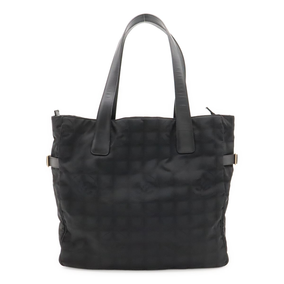 Chanel New Travel Line Tote GM Shoulder Bag Nylon Jacquard Leather Black