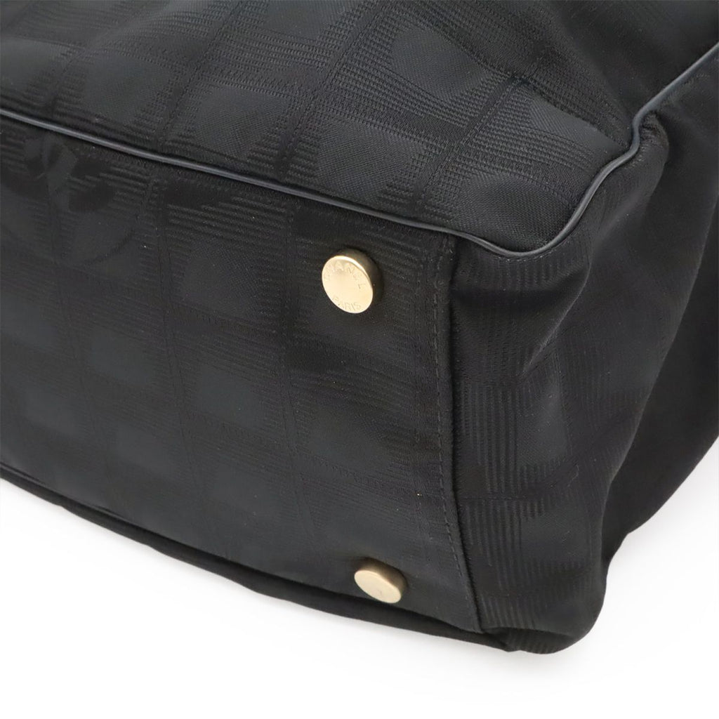 Chanel New Travel Line Tote GM Shoulder Bag Nylon Jacquard Leather Black — view 3