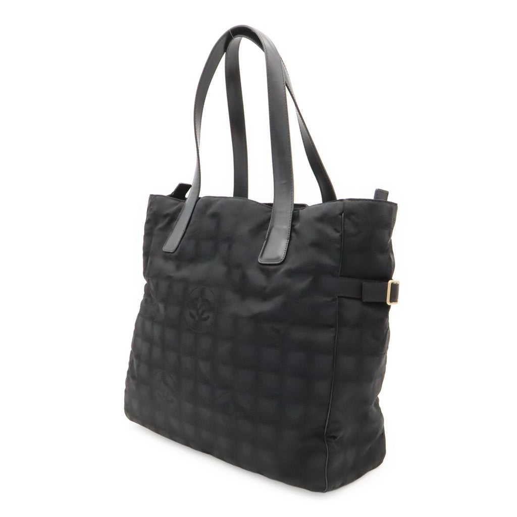 Chanel New Travel Line Tote GM Shoulder Bag Nylon Jacquard Leather Black — view 2