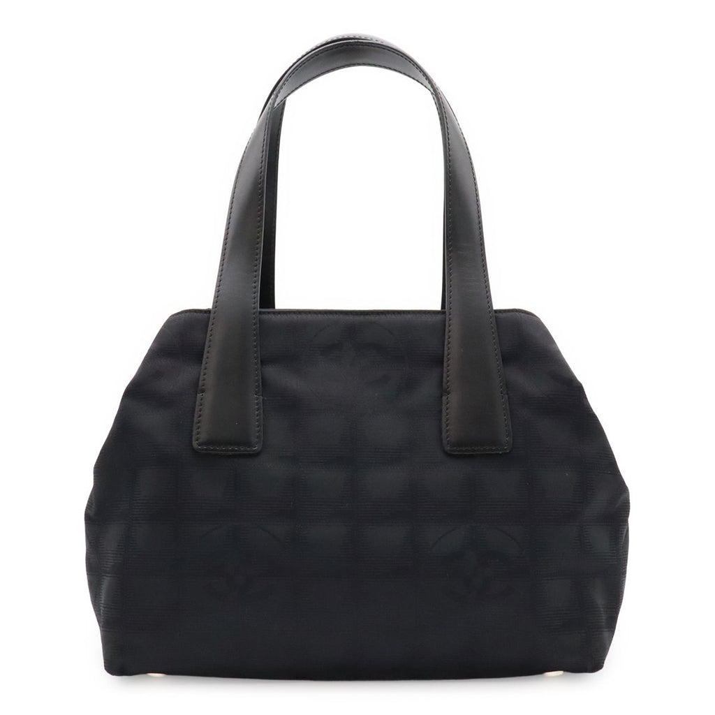 Chanel New Travel Line Tote Nylon Jacquard Leather Black