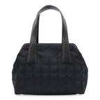 Chanel New Travel Line Tote Nylon Jacquard Leather Black