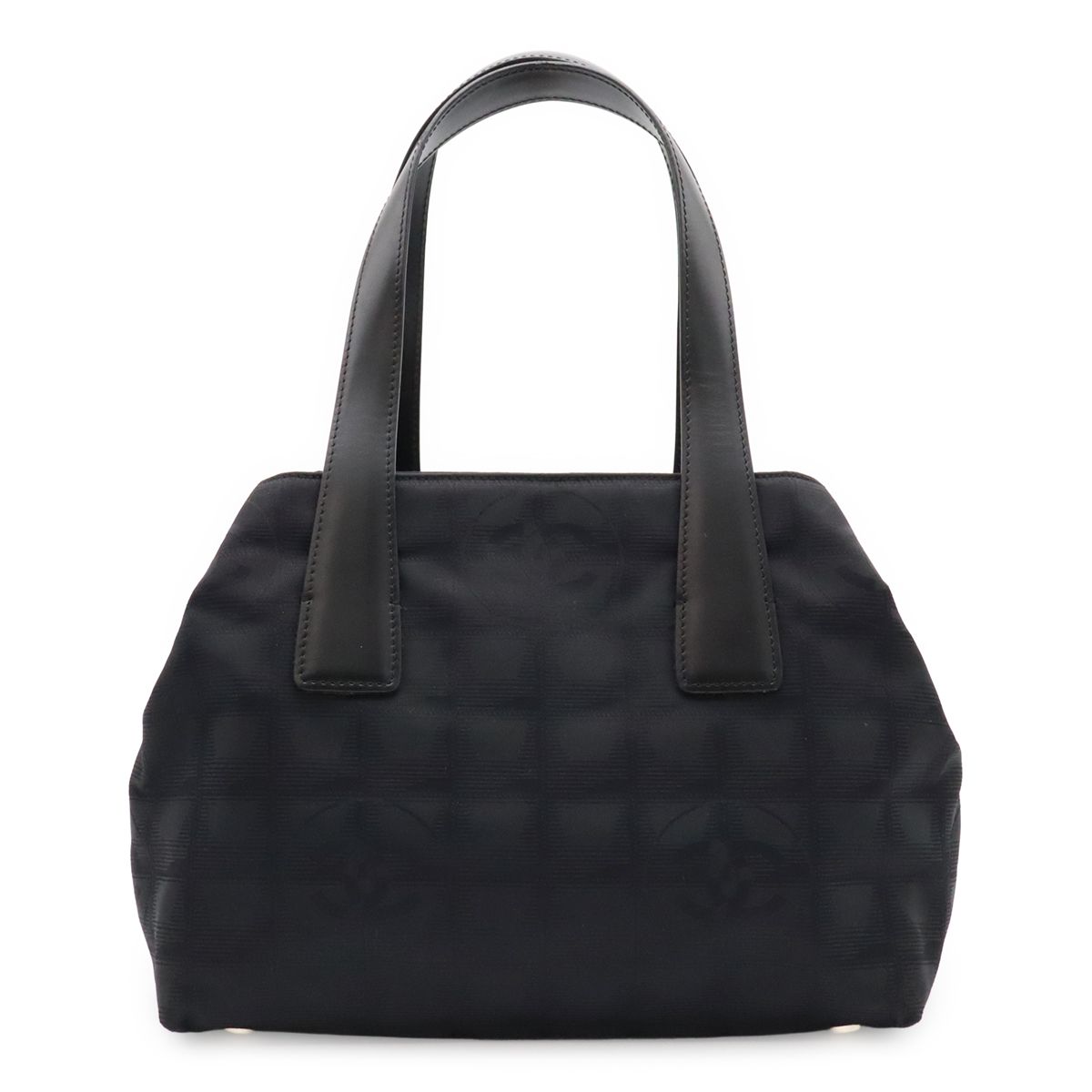 Chanel New Travel Line Tote Nylon Jacquard Leather Black