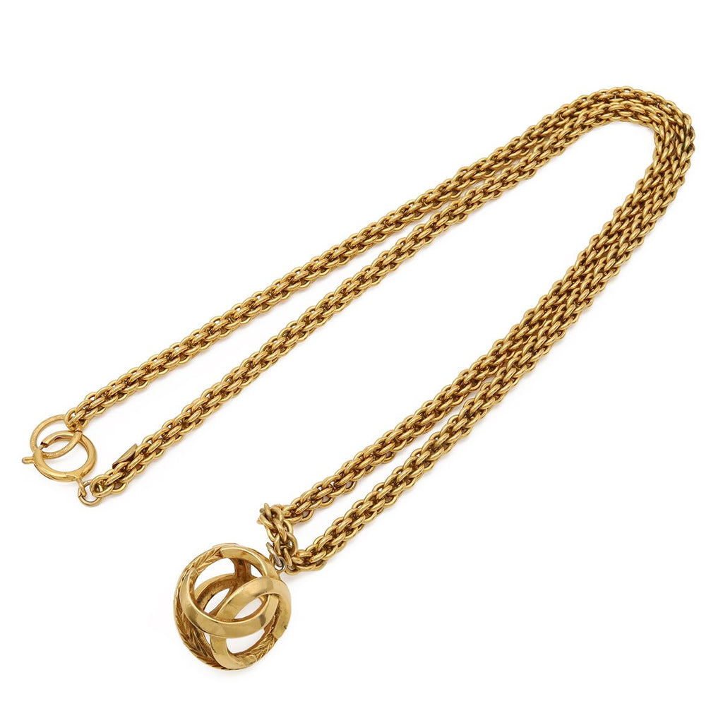 Chanel CC Logo CC Mark Watermark Ball Chain Pendant Gold Plated — view 2