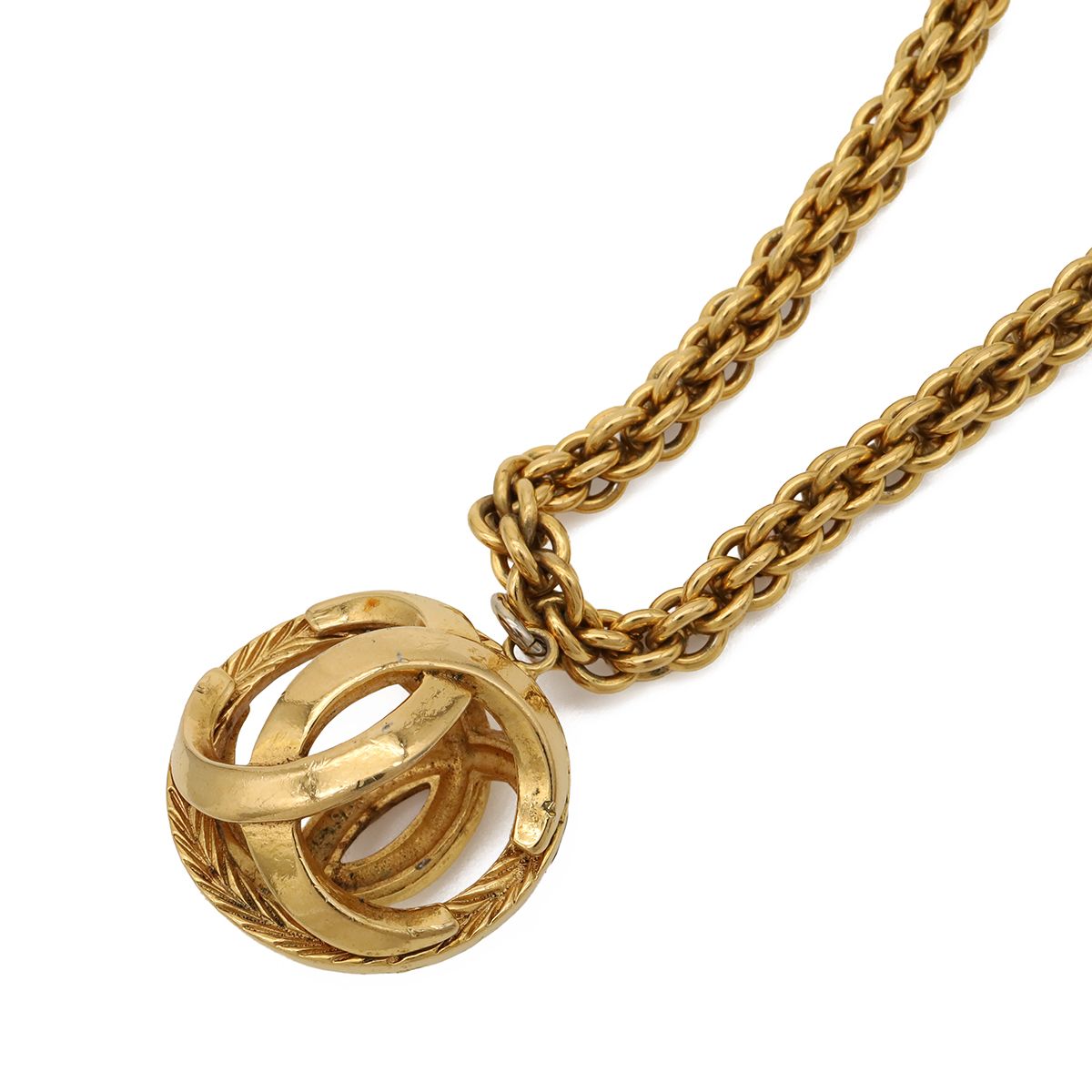 Chanel CC Logo CC Mark Watermark Ball Chain Pendant Gold Plated — view 3