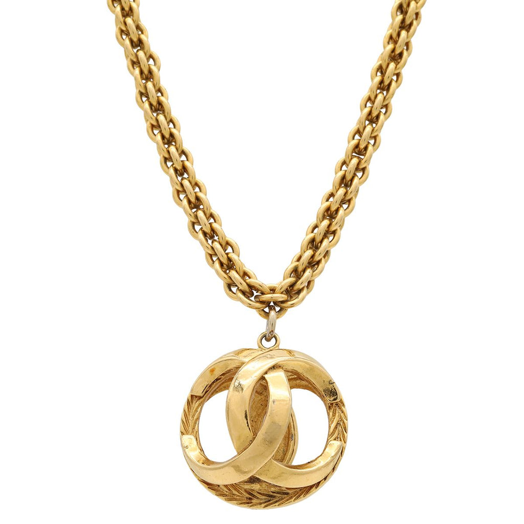 Chanel CC Logo CC Mark Watermark Ball Chain Pendant Gold Plated