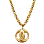 Chanel CC Logo CC Mark Watermark Ball Chain Pendant Gold Plated
