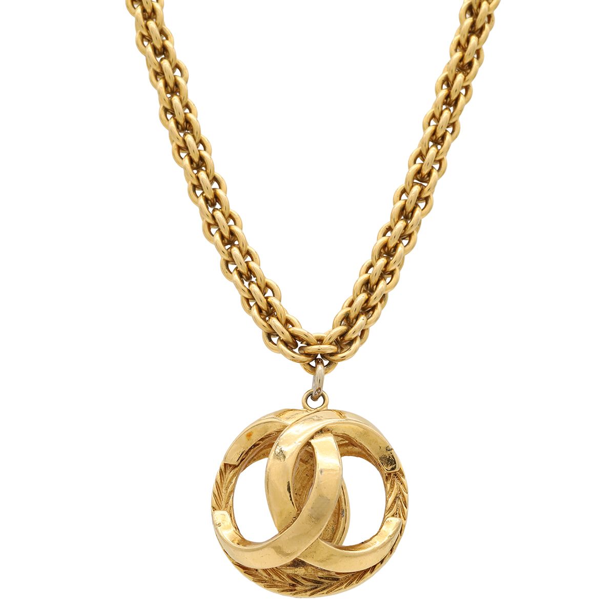 Chanel CC Logo CC Mark Watermark Ball Chain Pendant Gold Plated