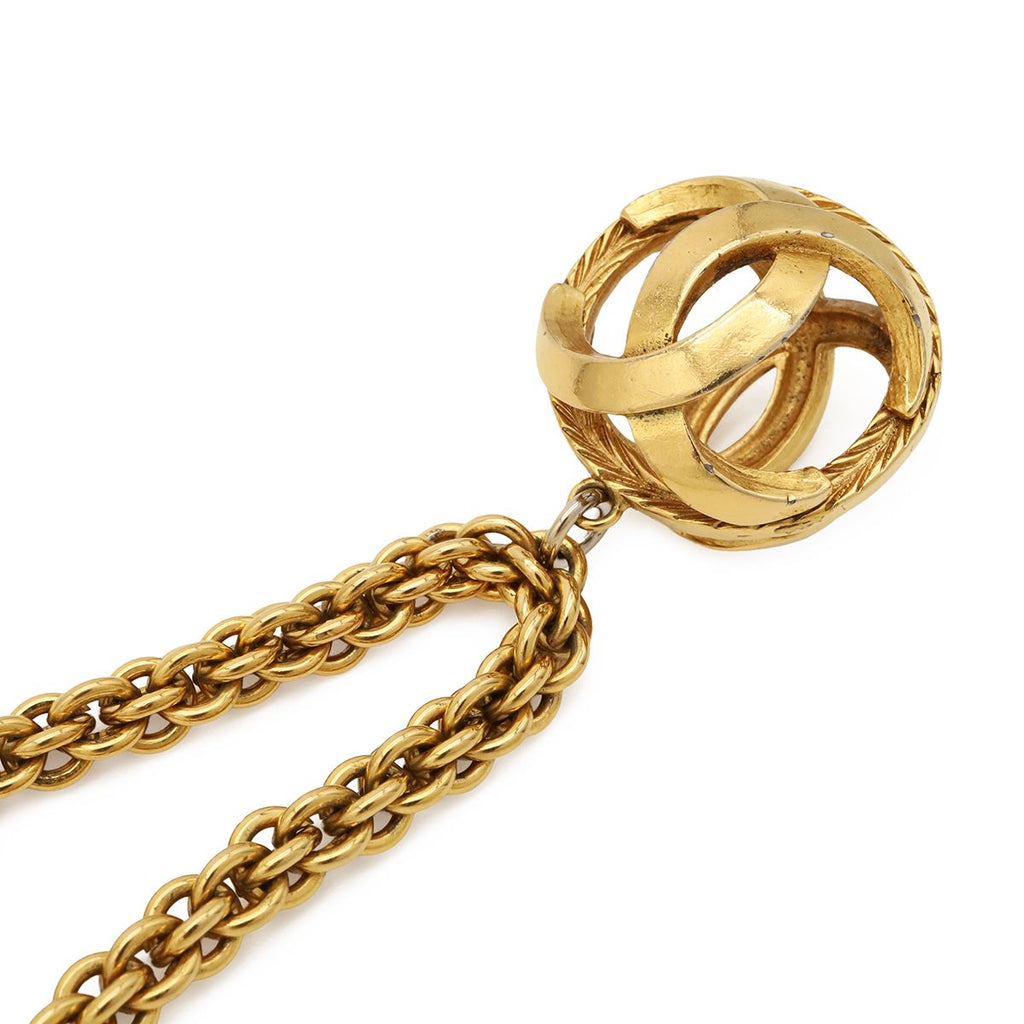 Chanel CC Logo CC Mark Watermark Ball Chain Pendant Gold Plated — view 4