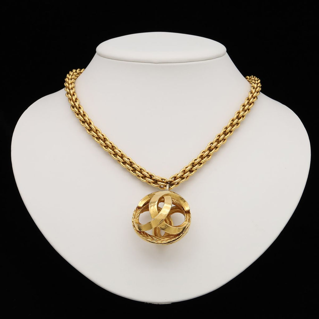 Chanel CC Logo CC Mark Watermark Ball Chain Pendant Gold Plated — view 6