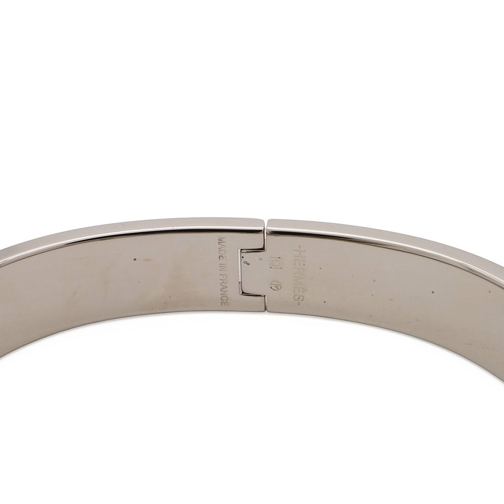 Hermes Click HH Enamel Bracelet Bangle Metal Silver Noir Matte Black — view 4