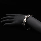 Hermes Click HH Enamel Bracelet Bangle Metal Silver Noir Matte Black — view 5
