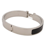 Hermes Click HH Enamel Bracelet Bangle Metal Silver Noir Matte Black — view 2