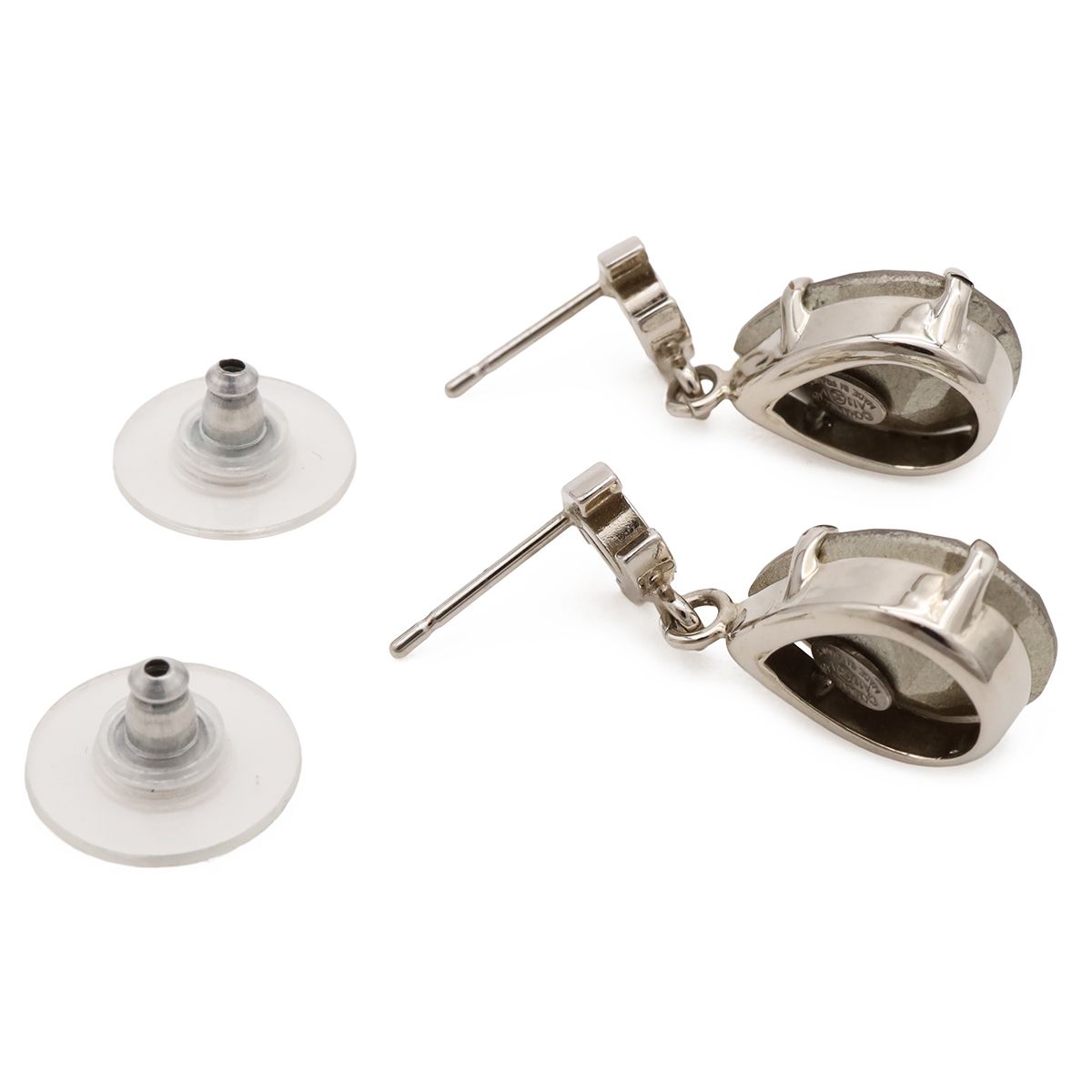 Chanel CC Logo Swing Earrings Metal Crystal Pear — view 3