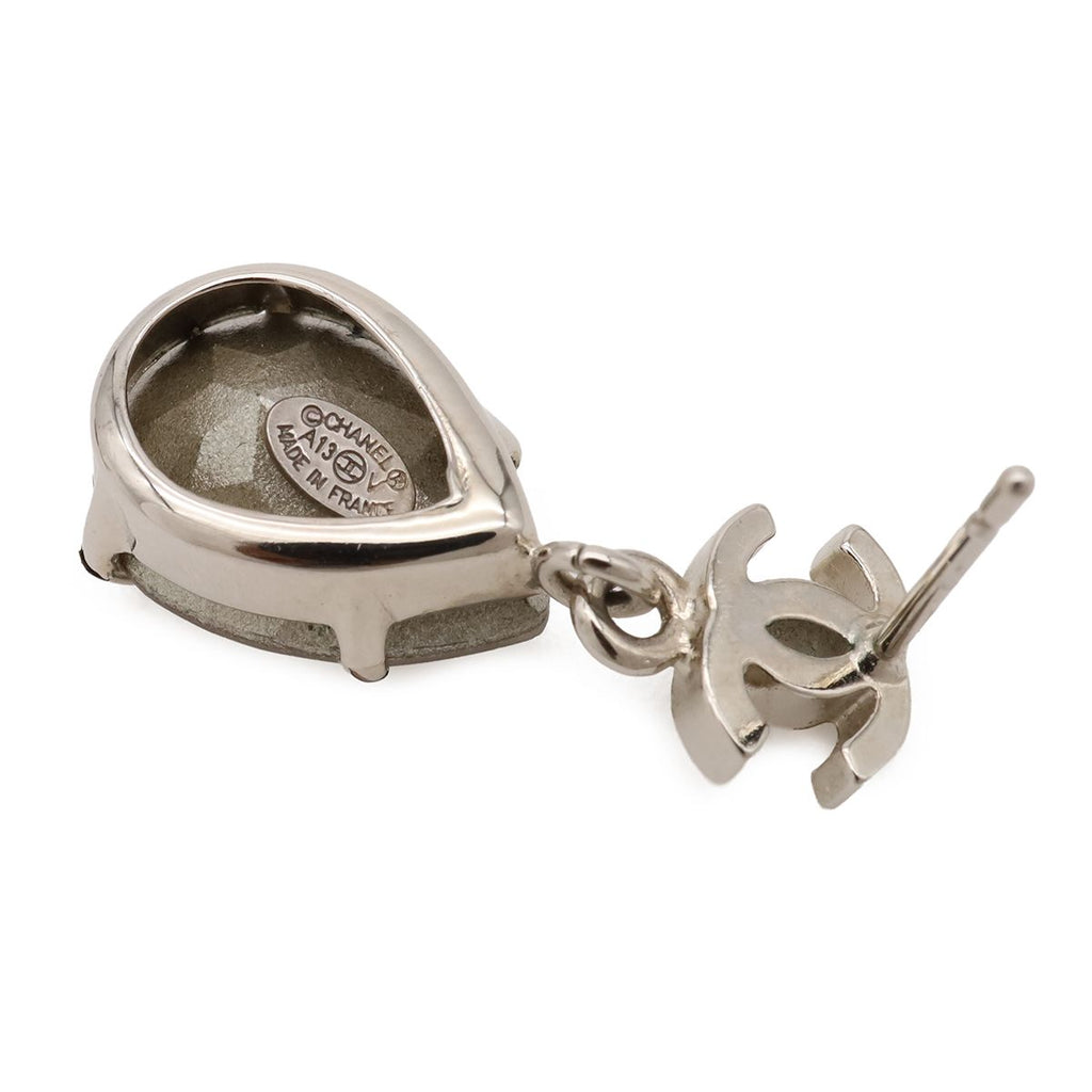 Chanel CC Logo Swing Earrings Metal Crystal Pear — view 6