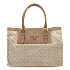 Loewe Anagram All Over Pattern Tote Shoulder Bag Leather Jacquard Canvas Pink