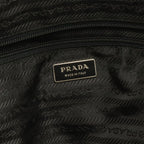 Prada Triangle Logo Boston Bag Purse Nylon Leather Nero Black Silver — view 9