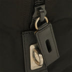 Prada Triangle Logo Boston Bag Purse Nylon Leather Nero Black Silver — view 7
