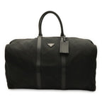 Prada Triangle Logo Boston Bag Purse Nylon Leather Nero Black Silver