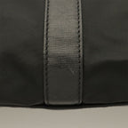 Prada Triangle Logo Boston Bag Purse Nylon Leather Nero Black Silver — view 5