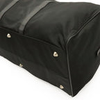 Prada Triangle Logo Boston Bag Purse Nylon Leather Nero Black Silver — view 3