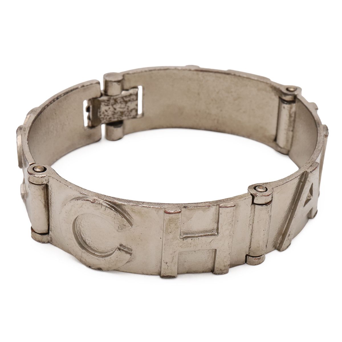 Chanel Logo Bracelet Bangle Metal Silver