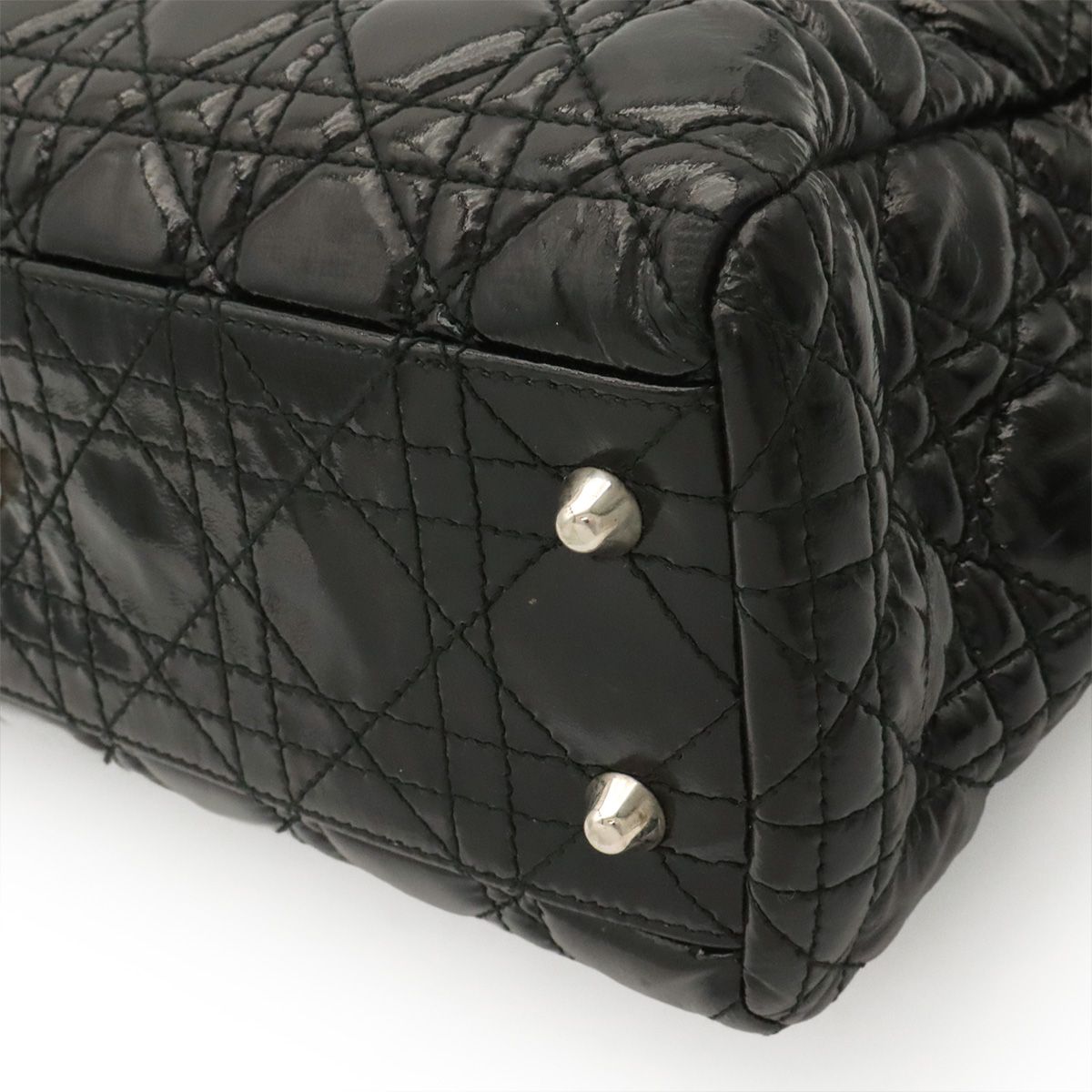 Dior Cannage Tote Enamel Black Silver — view 3