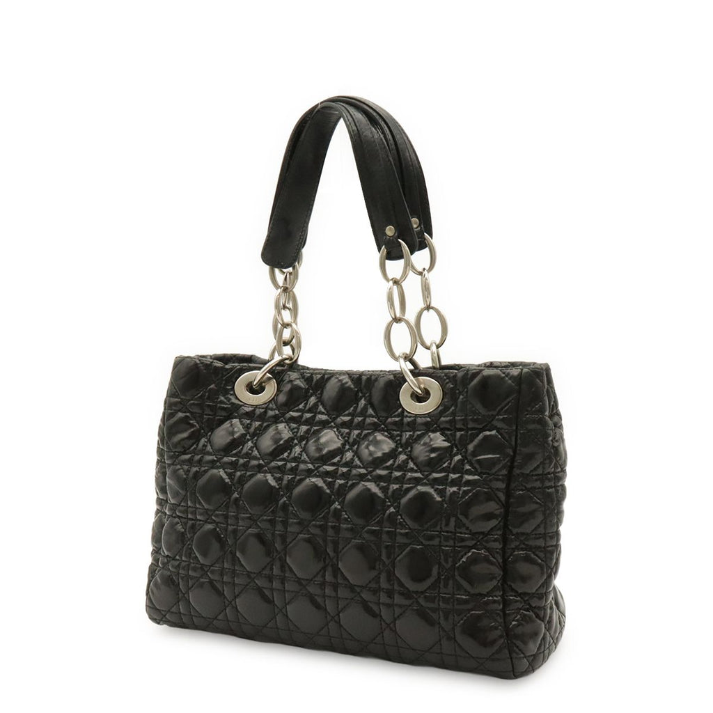 Dior Cannage Tote Enamel Black Silver — view 2
