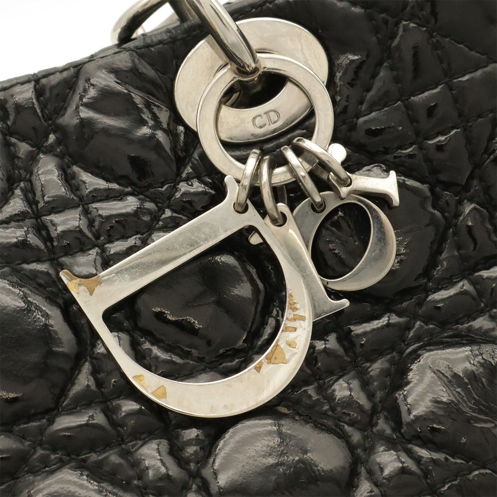 Dior Cannage Tote Enamel Black Silver — view 4