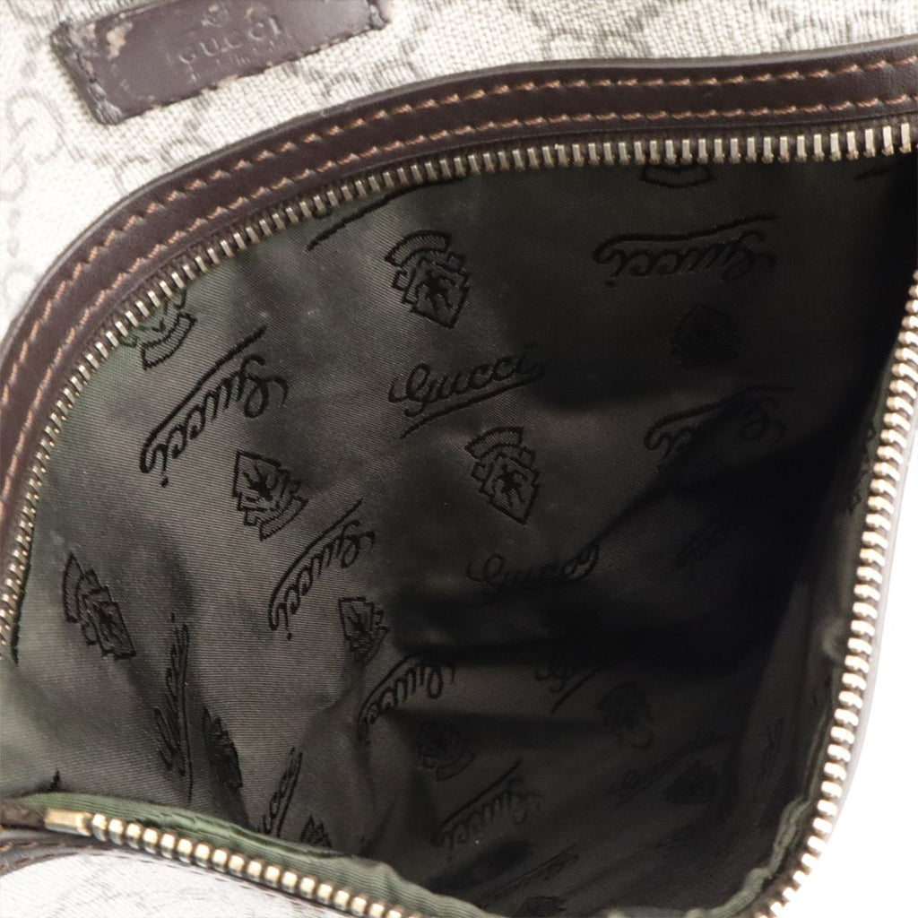 Gucci GG Supreme Plus Shoulder Bag Crossbody Leather Khaki Beige Dark Brown Gold — view 9