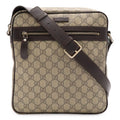Gucci GG Supreme Plus Shoulder Bag Crossbody Leather Khaki Beige Dark Brown Gold
