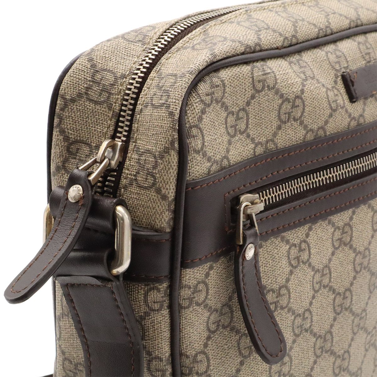 Gucci GG Supreme Plus Shoulder Bag Crossbody Leather Khaki Beige Dark Brown Gold — view 6